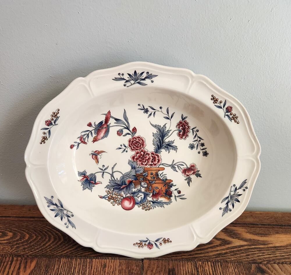 Vtg Wedgewood Williamsburg Potpourri Oval Vegetable Bowl Floral Basket Motif New